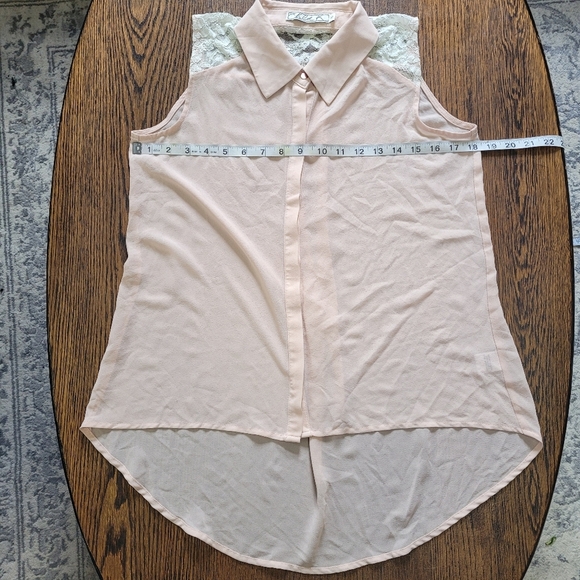 Chloe K Pink Chiffon and Lace Sleeveless Button Down Blouse Size Women's Small - Picture 6 of 9